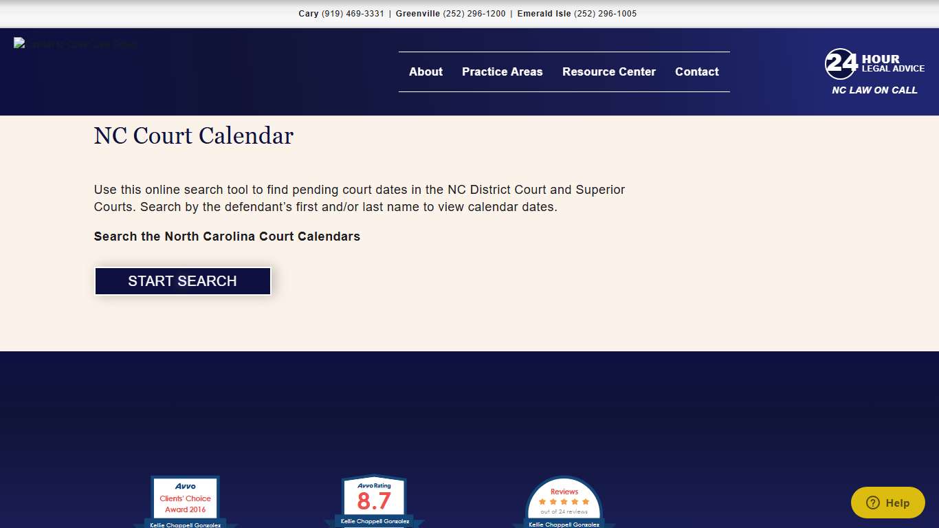 NC Court Calendar - Capital to Coast NC Law Group