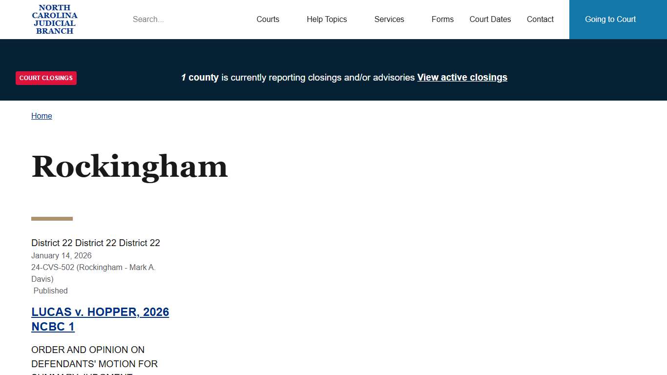 Rockingham | North Carolina Judicial Branch